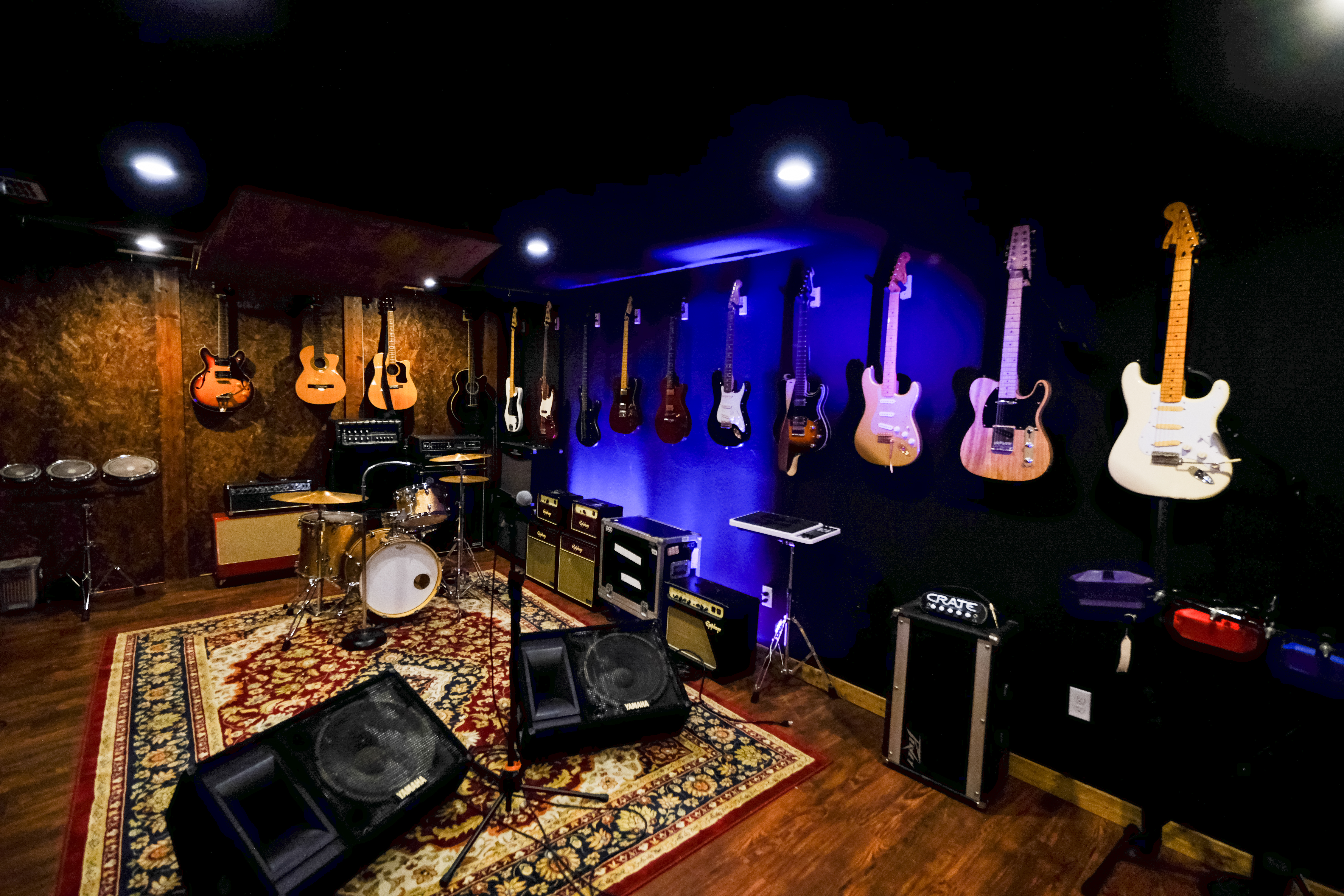 Recording studio interior for Aluhbel Recording Studios